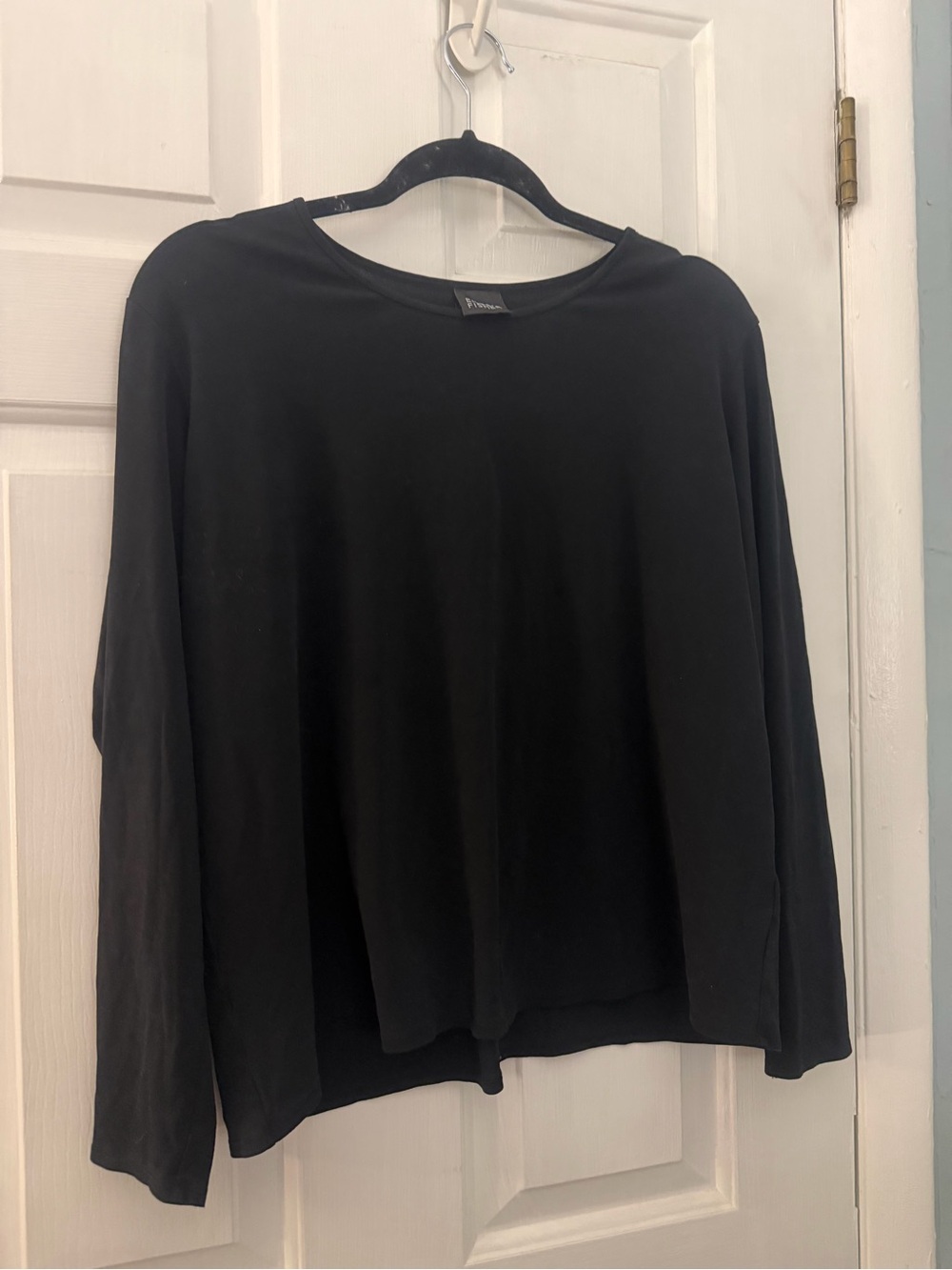 Eileen Fisher Black 100% Silk Jersey Long Sleeve Top Women’s XL